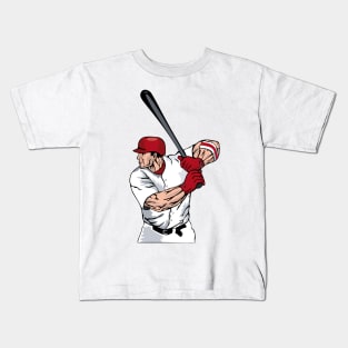 Baseball Player Batting Side Retro Kids T-Shirt